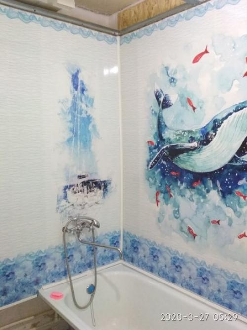 Муж сам ремонт в ванной сделал. 07