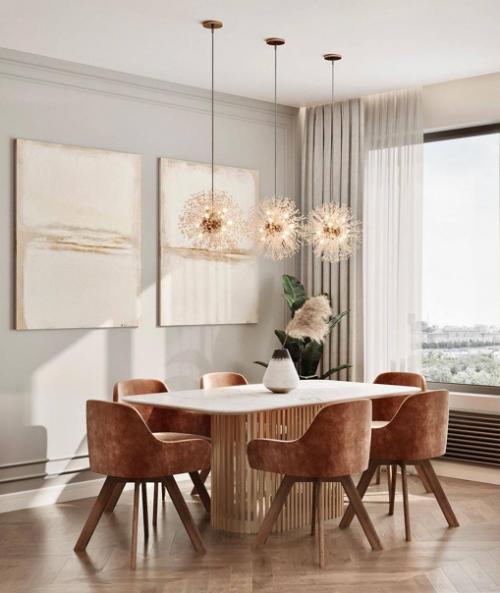 Модный терракотовый в дизайн - проекте кухни - гостиной. 01