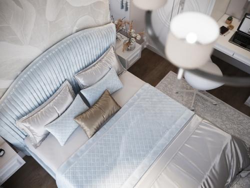 Красивый нежный интерьер спальни от студии Дениса серова. 05