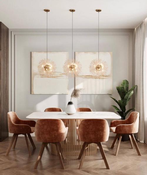 Модный терракотовый в дизайн - проекте кухни - гостиной. 04