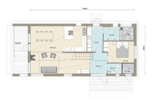 Эскизный проект двухэтажного дома с баней. 01