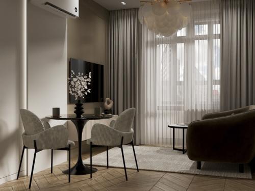 Проект 1-комнатной квартиры 44 м 2 в ЖК приморский квартал в Санкт-петербурге. 01