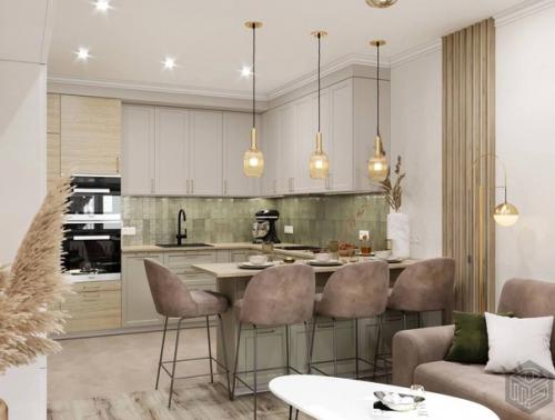 Красивая кухня. В светлых оттенках. 01