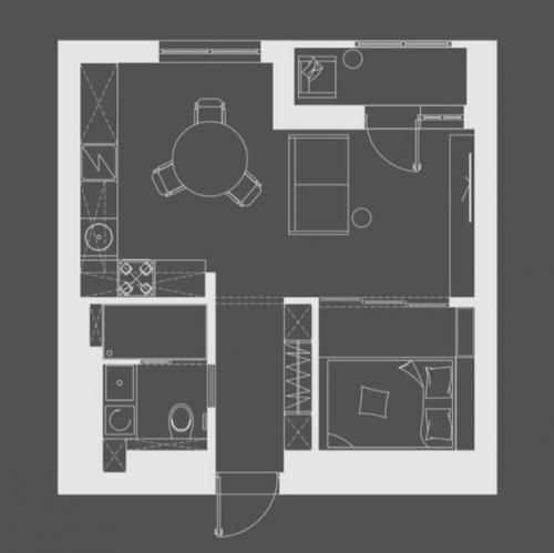 Элегантный минимализм: квартира площадью 43 м с открытой планировкой. 08