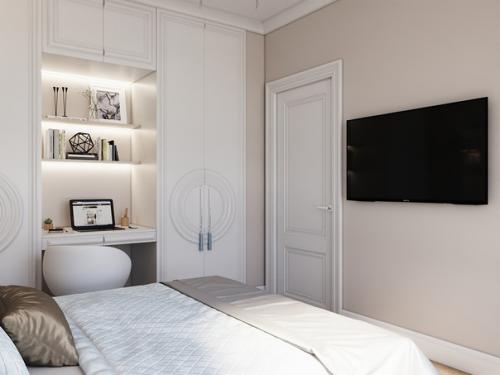 Красивый нежный интерьер спальни от студии Дениса серова. 04