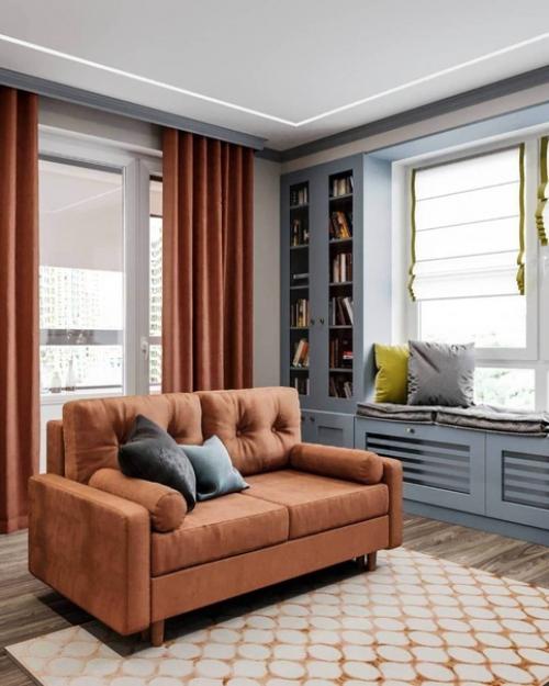 Баланс цвета, яркости и в тоже время уюта и тепла в интерьере кухни и гостиной. 05