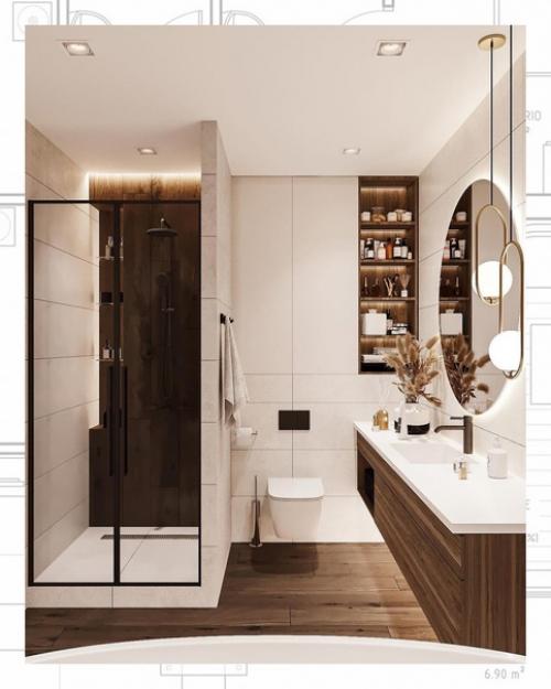 Коричневый цвет является одним из лучших вариантов для дизайна интерьера ванной комнаты по нескольким причинам: 02