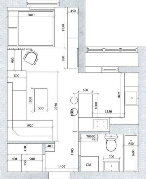 Квартира - студия. Квартира для молодой пары разрабатывалась. 02
