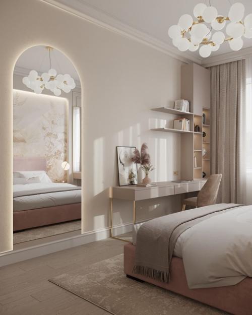 Идеальная спальня.  Нежный интерьер спальни. 04