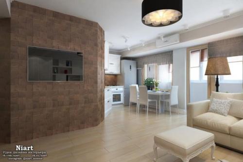 Дизайн интерьера однокомнатной квартиры - студии в Москве. 04