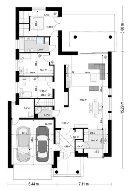 Эскизный проект одноэтажного дома. 03