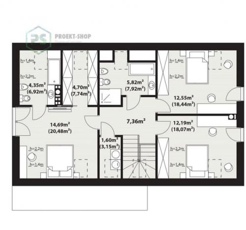 Современный мансардный дом + гараж + интерьер. 03