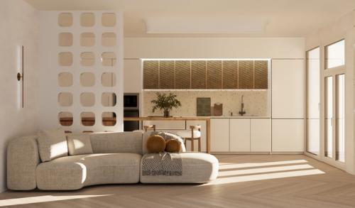 Кухня - гостиная для молодой семьи из трёх человек - 2024. 01