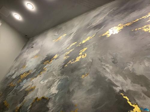 Современное решение для смелых людей абстрактный рисунок на кухонном фартуке, имитация акварельных разводов. 08