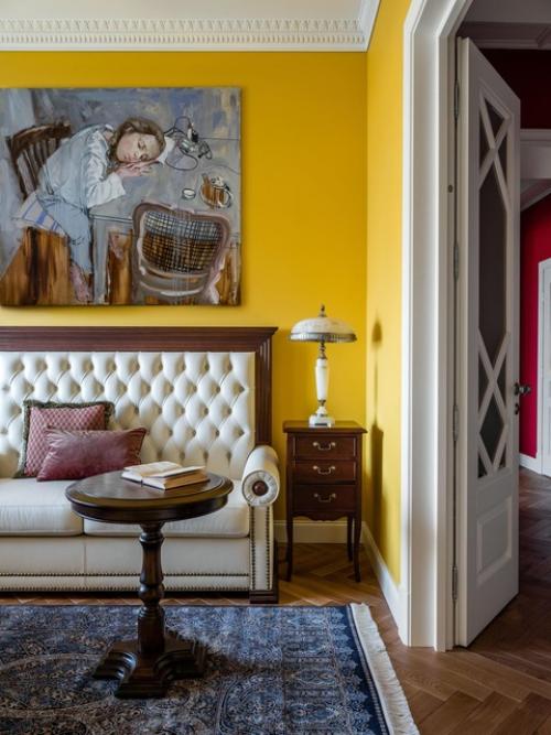 Реализованный интерьер яркой квартиры в высотке на котельнической набережной. 02