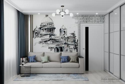 Гостиная в стиле питер. 02