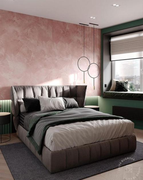 Яркое цветовое решение для спальни. 01