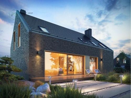 Современный мансардный дом + гараж + интерьер. 01