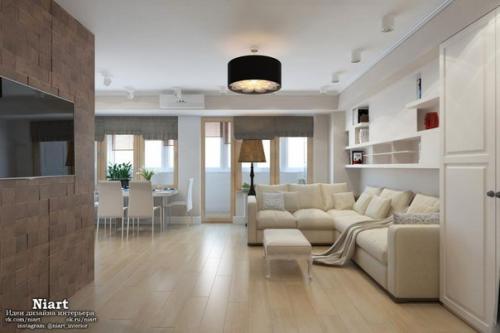 Дизайн интерьера однокомнатной квартиры - студии в Москве. 02