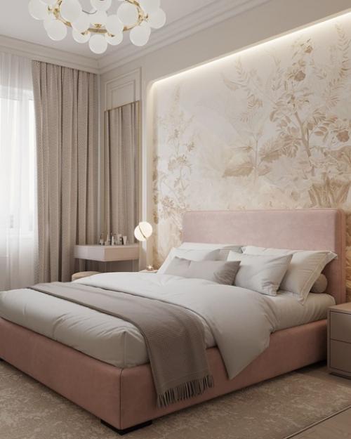 Идеальная спальня.  Нежный интерьер спальни. 05