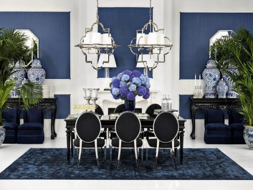 Благородный синий цвет в интерьере. 03
