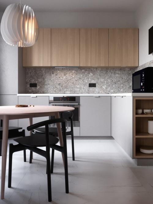 Лиричное, задумчивое настроение на кухне из нового проекта квартиры для мужчины, планирующего создание семьи. 02