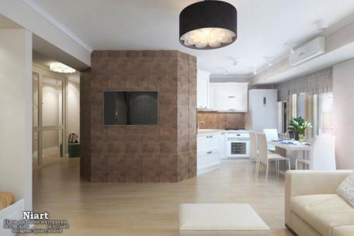 Дизайн интерьера однокомнатной квартиры - студии в Москве. 03