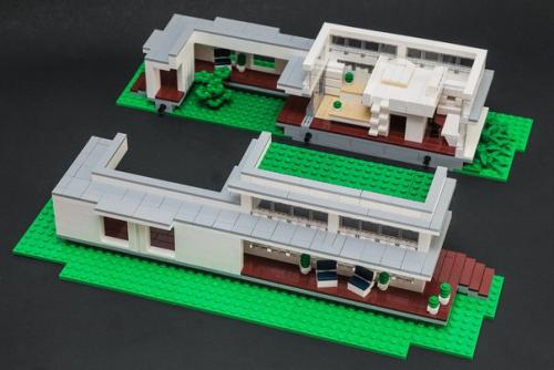 Galaktek, при помощи кирпичиков лего сделал современный коттедж с внутренним интерьером.