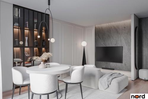 Дизайн квартиры в современной классике от студии дизаи на интерьера Nord, навеянный районом, в котором находится этот объект. 02