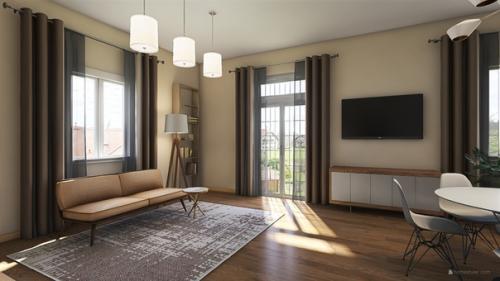 Сделала концепцию интерьера кухни - гостиной по техническому заданию заказчика. 02