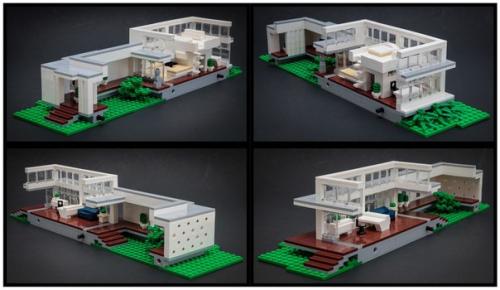 Galaktek, при помощи кирпичиков лего сделал современный коттедж с внутренним интерьером. 05