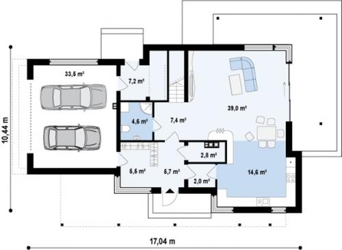 Планировка дома в стиле минимализм со встроенным гаражом для двух авто от частного архитектурное бюро ООО Архитектурные Решения. 03 Планировка дома в стиле минимализм со встроенным гаражом для двух авто от частного архитектурное бюро ООО Архитектурные Решения. 03