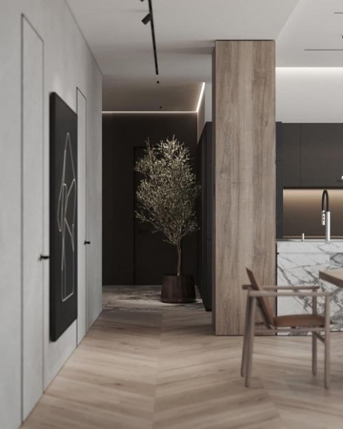 В каждом нашем проекте мы стремимся использовать несколько авторских предметов мебели, которые придумываем под клиента и реализуем в дальнейшем. 04