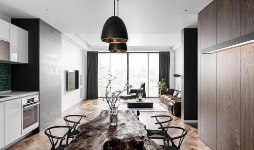 Симпатичный дизайн кухни гостиной но! 01