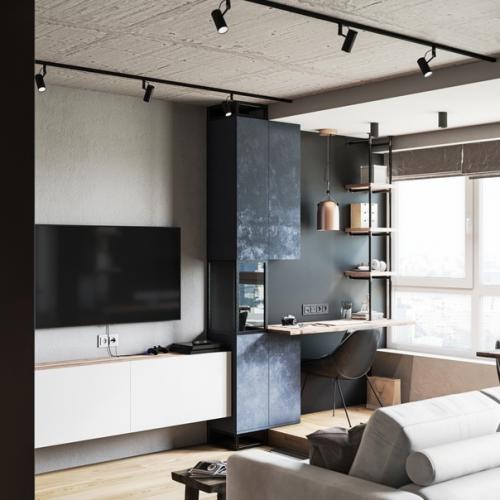 Современный дизайн квартиры - студии площадью 42 кв. 01