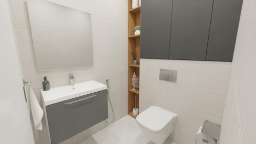 Новый дизайн - проект раздельного санузла в спокойных тонах. 02