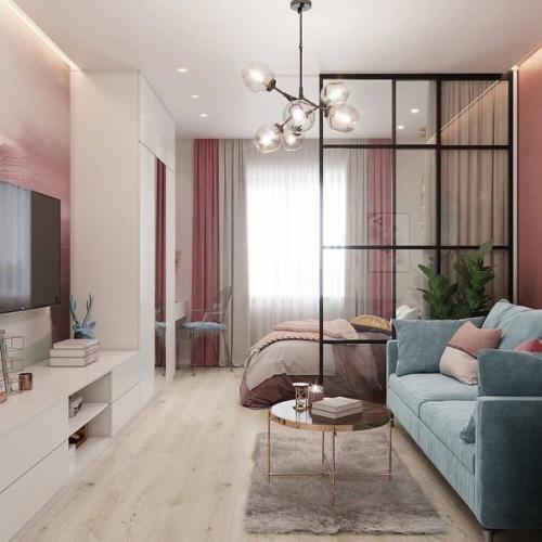 Однокомнатная квартира с зонированием на спальню и гостинную. 04