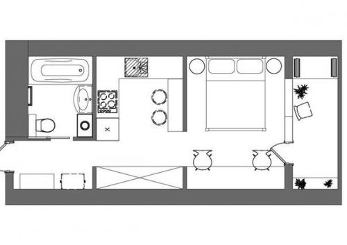 Чем меньше площадь квартиры, тем более однородным должно быть ее оформление. 07