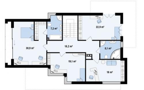 Планировка дома в стиле минимализм со встроенным гаражом для двух авто от частного архитектурное бюро ООО Архитектурные Решения. 04 Планировка дома в стиле минимализм со встроенным гаражом для двух авто от частного архитектурное бюро ООО Архитектурные Решения. 04