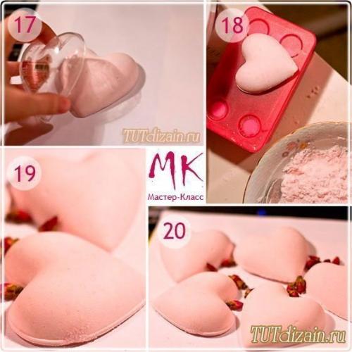 Бомбочки для ванной в форме сердца. 05