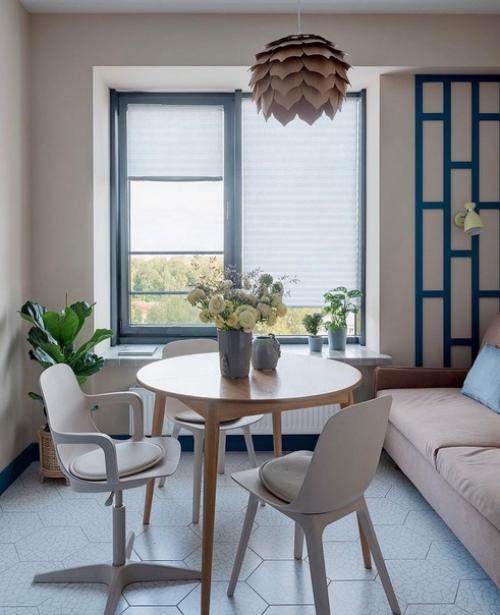 Голубой цвет в интерьере однокомнатной квартиры. 01