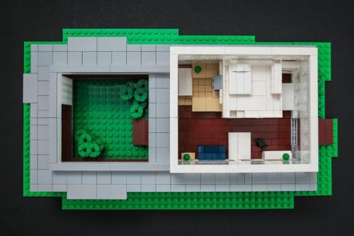 Galaktek, при помощи кирпичиков лего сделал современный коттедж с внутренним интерьером. 03