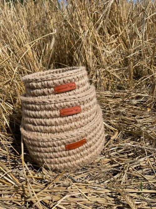 Корзина из джутового каната и джутового шпагата. 05