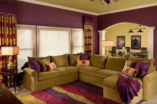 Сочетание фиолетового и зеленого цветов в интерьере - нетривиальное и стильное решение, подходящее практически для любой комнаты. 04