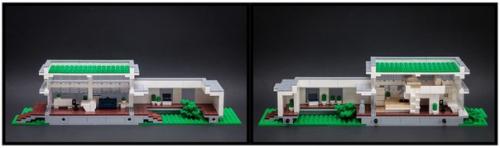 Galaktek, при помощи кирпичиков лего сделал современный коттедж с внутренним интерьером. 04