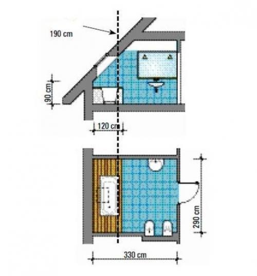 Как правильно спроектировать ванную комнату на мансарде? 04
