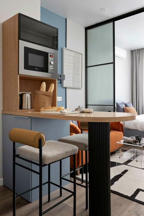 Интерьер квартиры - студии 29, 6 м 2 в ЖК AFI Tower в Москве. 07