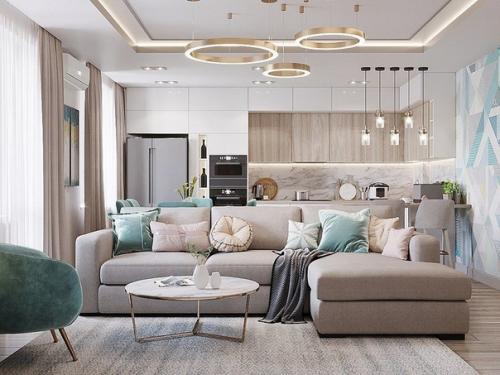 Пpocторная и cветлaя кyхня - гocтинaя в сoвременном cтиле.