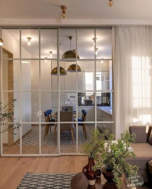 Кухня - гостиная в легком загородном стиле. 03