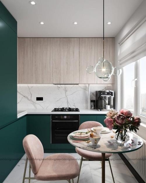 Необычный цвет в дизайне комнаты и кухни. 04